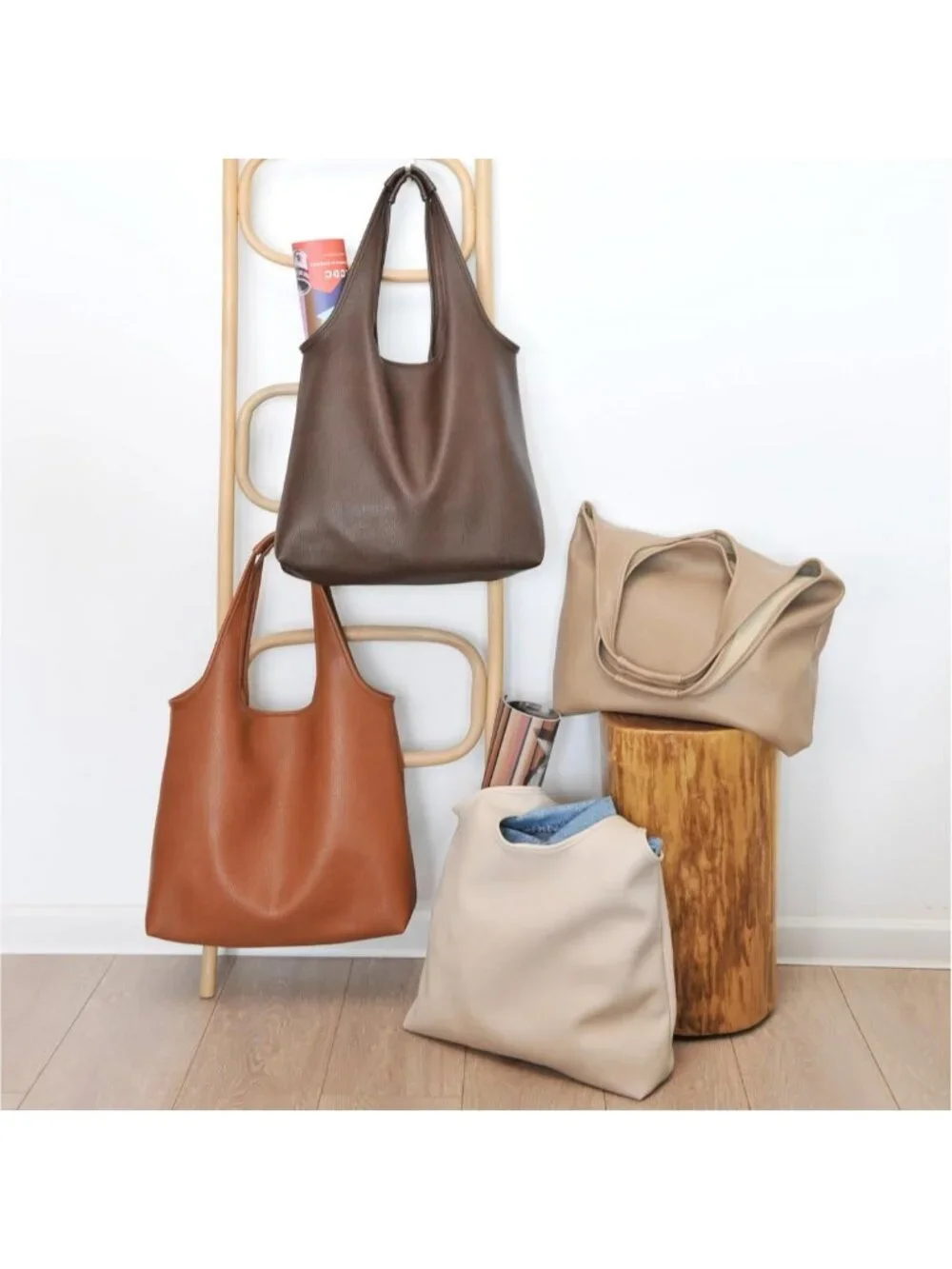 Soft Vegan Leather Hobo Tote Bag | Oversized Slouchy Handbag for Work & Weekend